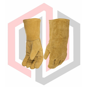 Guantes de Cuero Resistentes al Calor para Barbacoa, Guantes Profesionales de Soldadura Dorados con Costuras de Kevlar, Antiestáticos, Resistentes a Desgarros y Libres de Silicona - Product Image 5