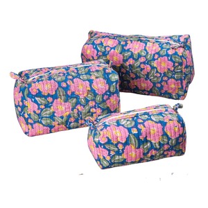 Le Souvenirs Forest Bloom Block Printed Cotton Case Set 3-Vintage Style <b>Zipper</b> Closure Water Resistant Eco-Friendly Large - Product Image 3