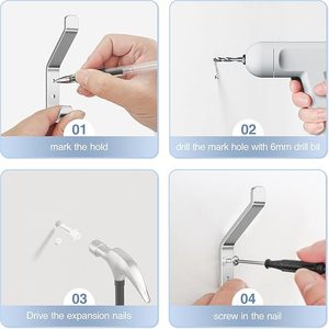 <b>Wall</b> Mounted Coat <b>Hook</b> Metal <b>Wall</b> Hanger <b>for</b> Closet Organisation <b>for</b> Hanging Towel Hat <b>Key</b> Clothes With Stainless Steel - Product Image 2