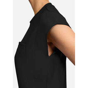 เสื้อสแปนเด็กซ์แขนสั้นสำหรับผู้หญิงผ้าสแปนเด็กซ์แห้งเร็วสีดำมีกระเป๋าหน้าอก - Product Image 6