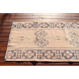 Alfombra Turca Vintage, Alfombra de Pasillo de 2.6x9.2 pies, Alfombra con Borde Azul - Product Image 5