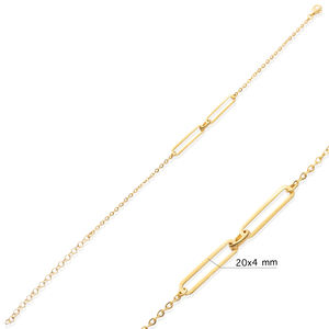 Double Paper Clip <b>Chain</b> <b>Bracelet</b> Rhodium/Gold Plated Elegant Turkish Handmade 925 Sterling <b>Silver</b> Gift Jewelry - Product Image 2