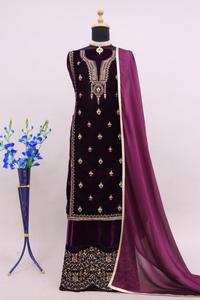 Traje Salwar Kameez de terciopelo de suministro de fábrica al por mayor para fiesta de boda y uso al aire libre disponible a precio por bulto - Product Image 4