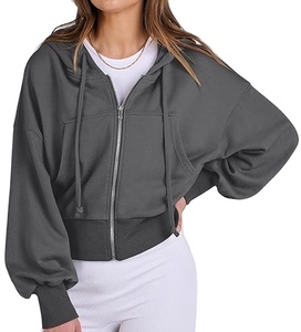 Sudadera con capucha para mujer, ropa de calle, 70% de algodón, 30% poliéster, estampado de logotipo personalizado, jersey para mujer, Top corto de lana, sudaderas con capucha - Product Image 2