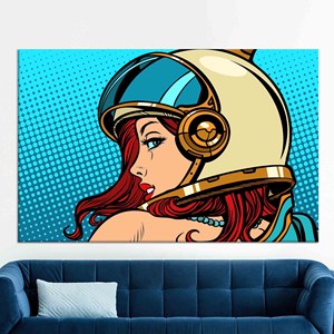 Impresión en Lienzo de Mujer Astronauta Estilo Pop Art: Decoración Moderna para Pared, Lienzo Enrollado - Product Image 1