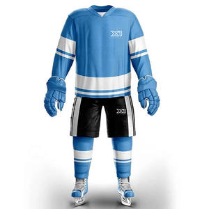 Ensembles d'uniformes de hockey sur glace conçus sur mesure Logo personnalisé nom de l'équipe 100% Polyester OEM vêtements de sport numérique de haute qualité - Product Image 1