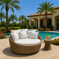 DL Home Furniture - Chaise longue double en rotin tressé avec structure en aluminium pour salon moderne, piscine, villa, hôtel, cour et jardin