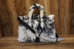 Western Style Cowhide Leather Tote Bag with <b>Fur</b> Handmade Womens Shoulder Purse - Product Image 2