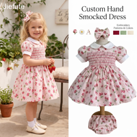 Robe d'été florale mi-longue pour bébé fille, brodée main, style espagnol vintage, en coton, pour fête d'anniversaire, par Jiefute