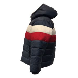 Veste matelassée formelle avec logo personnalisé pour hommes Manteaux d'hiver épais en polyester avec capuche détachable - Product Image 3