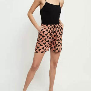 High Quality Women Heart Print Casual Shorts Summer Beach Drawstring High Waist Loose Pajama Shorts <b>Elastic</b> Waist Home Wear - Product Image 2