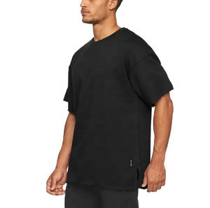 เสื้อยืดคอกลมผ้าคอตตอนพิมพ์ลายกราฟิกโอเวอร์ไซส์สีดำมีน้ำหนักมาก - Product Image 3