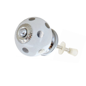 Boutons en céramique blanche à pois argentés faits à la main Style design industriel poignée de tiroir de meuble tire pour commode de garde-robe de chambre - Product Image 2