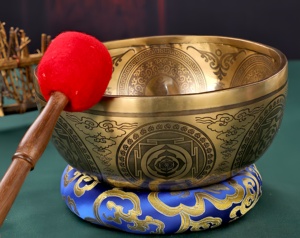 Bol sonore rond fait main du Népal, mantra bouddhiste à six caractères, pour la méditation, <span class=keywords><strong>chant</strong></span> <span class=keywords><strong>tibétain</strong></span>, et nettoyage des oreilles - Product Image 5