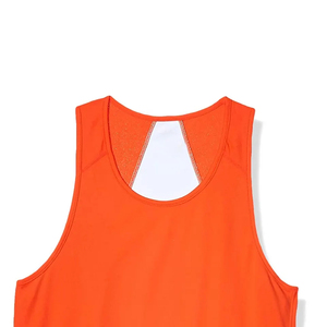 Camiseta Deportiva de Punto sin Mangas para Hombre, Color Naranja Sólido, Cuello Redondo, de Secado Rápido, Fácil de Usar, Calidad Premium - Product Image 3