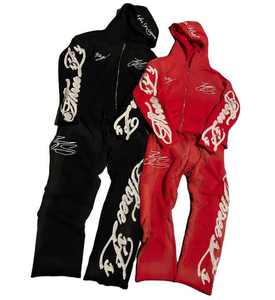 OEM Heavyweight Vintage Style Men Tracksuit Custom Acid Wash <b>Hoodie</b> and Jogger Suit Distressed <b>Printed</b> Sweat Suit for - Product Image 1