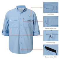 Chemise de pêche à manches longues boutonnée pour homme, vente chaude 2025, personnalisée, performance, UPF 50, ventilée, pour la chasse en plein air, chemises de pêche