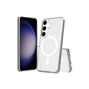 Coque transparente rigide en PC compatible avec Samsung Galaxy S24 Plus, compatible Magsafe, antichoc, avec motif en relief, protection intégrale - Product Image 1