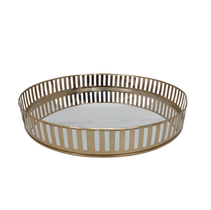 Glass and Iron Luxury Design Modern <b>Mirror</b> <b>Tray</b> Round Shaped Brass EPL Finished Metal <b>Tray</b> for Hotel & Restaurant - Product Image 1