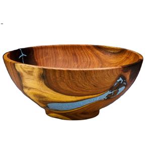 Bol à mélanger rond en bois de conception fabuleuse bol de service de nourriture en résine en bois de qualité de luxe accessoires de Restaurant élégants - Product Image 1