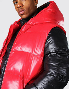 Offre Spéciale OEM : Ensemble 2-en-1 Gilet Sans Manches et Doudoune Brillante à Col Montant en Tissu Canvas pour Homme – Mode Personnalisée - Product Image 4