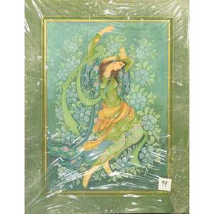 Pintura artesanal en miniatura persa, lista para colgar, para decoración de pared del hogar, 14 x 18 Abcpm0252 - Product Image 1