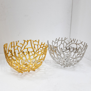 <b>Silver</b> Plated Antler Shape Design Round Decorative <b>Bowl</b> Aluminum Metal Kitchen Ware Table Top Serving <b>Bowl</b> - Product Image 3