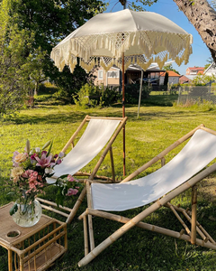 เก้าอี้ผ้าใบชายหาดพับได้ทำด้วยมือทำจากไม้ไผ่และผ้าใบ - Product Image 2