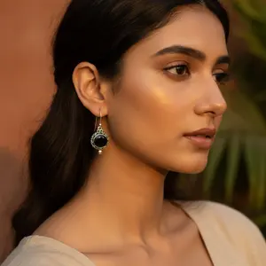 Pendientes Colgantes de Plata de Ley 925 con Ónix Negro, Joyería de Moda para Mujer - Product Image 2