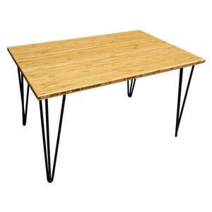 Mesa de té minimalista de bambú, 50x80x45cm, muebles para sala de estar, estructura de metal - Product Image 3