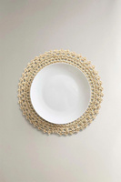 Napperon rond en raphia fait à la main Artisan Tapis de table écologique naturel pour décor de salle à manger bohème, rustique ou d'été