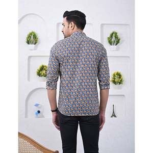 Chemise décontractée pour homme en coton imprimé à manches longues, respirante, en popeline ou tissu Oxford, motif floral ou à pois, offre ODM - Product Image 3