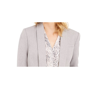 Blazer da Donna Calvin Klein Parker in Twill con Chiusura a Bottone Singolo, Ricamo, Tessuto Lavorato a Maglia, Tinta Unita, Grigio, Taglia 10, Lungo - Product Image 2