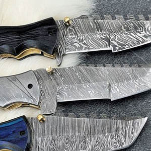 Offre de 3 couteaux de poche pliants tactiques lames en acier damas personnalisées avec poignées en bois exotique couteau pliant de poche de haute qualité - Product Image 5