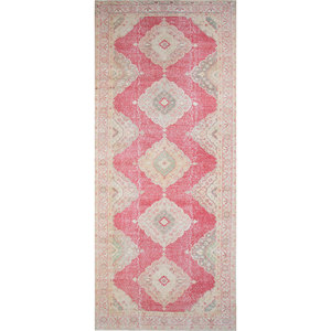Alfombras de Lana Anudadas a Mano Estilo Vintage, Patrones Rectangulares Abstractos con Medallón Rosa y Morado para el Hogar, Pasillo, Sala de Estar, Alfombra Nueva -Pae-102 - Product Image 1