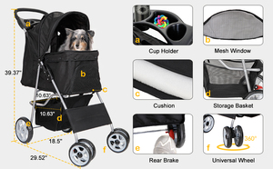 TH-PSP-227 américain de haute qualité Fabricant Pet Poussette Style Cadre en acier Chariot pour animaux de compagnie Chariot - Product Image 6