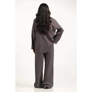 Pantalon taille mi-haute coupe droite WM-COD-WS25-008B en satin à jambe large avec fonction anti-plis - Product Image 1