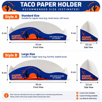 Plateau en papier pour tacos imprimé sur mesure, boîte alimentaire biodégradable, emballage à emporter pour restaurant de restauration rapide