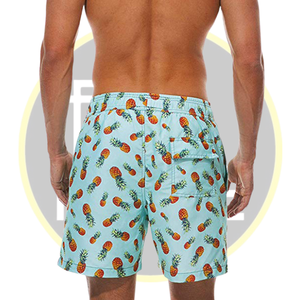 กางเกงว่ายน้ำขาสั้นสำหรับผู้ชายกางเกงชายหาดสีฟ้าแห้งเร็วในฤดูร้อนพร้อมเอวยางยืดและชุดว่ายน้ำเขตร้อนแบบผูกเชือก - Product Image 4