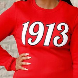 Maglione con scollo a girocollo in ciniglia 1913 in pile di cotone Premium nero abbigliamento da confraternita greco DST Delta Casual Top invernale - Product Image 3