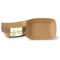 Plateau à collation en carton biodégradable et compostable brun 500 ml, 20,5 x 14 x 3 cm, empilable - 500 pièces/carton