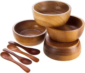 Bol en bois pour condiments Dip Sauce Bol rond en bois brun gratuit par glowin fashion - Product Image 5