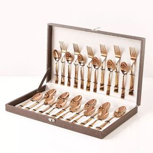 ชุดช้อนส้อมโรสโกลด์ 24 ชิ้น พร้อมโลโก้สั่งทำ ผลิตจากสแตนเลสเกรดอาหาร 18/0 ชุดอาหารค่ำขายส่ง ชุดช้อนส้อมสีทองอร่าม - Product Image 1