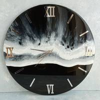Jam Dinding Resin Modern Buatan Tangan Gaya Antik Jarum Tunggal Gerakan Quartz Senyap Dua Bagian Ruang Tamu