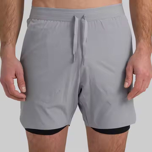 Pantalones cortos de gimnasio hasta la rodilla de cintura alta para hombre OEM, pantalones cortos de entrenamiento de compresión con cintura elástica, pantalones activos de patrón sólido al por mayor - Product Image 6