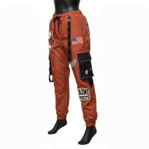 Pantalones Cortavientos para Mujer, Tela de Nailon de Alta Densidad de 120 g/m², Estilo Cargo Marrón, Estilo Utilitario, Logotipo Termosellado - Product Image 4