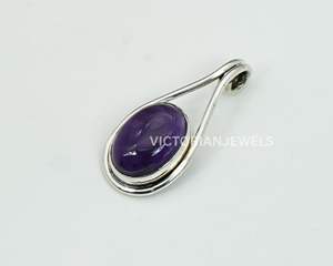 925 argent sterling massif février pierre de naissance pendentif violet améthyste lunette réglage comme un mois ou un pendentif à breloque - Product Image 3