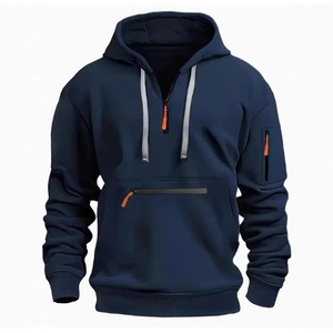 2025 alta calidad hombres XS tamaño Otoño Invierno Sudadera con capucha sólido cremallera bolsillo moda Casual manga larga Tops para deportes al aire libre - Product Image 5