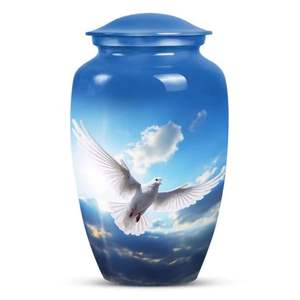 USA Flag Handcrafted Aluminium Eco-Friendly Handmade Cremation Burial <b>Urns</b> for Human Ashes Traditional Design Cylindrical Shape - Product Image 3