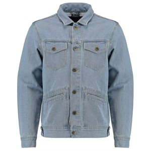 Chaquetas Vaqueras Transpirables para Hombre, Talla Grande, Otoño, 100% Algodón, Estilo Vintage Informal, Resistentes al Viento, Diseño de Logotipo Personalizado, Servicio OEM - Product Image 1